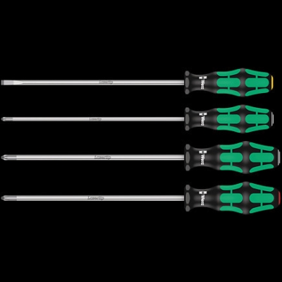 335/350/355/4 Kraftform Plus Lasertip Набор отвёрток, длинных, 4 пр., PH 2x200, PZ 1x200/2x200, SL 1.0x5.5x200