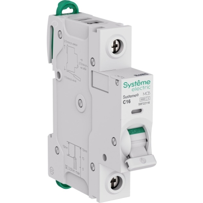 Автоматический выключатель (АВ) C 16A 1P 6kA 230В Systeme9 S9F22116