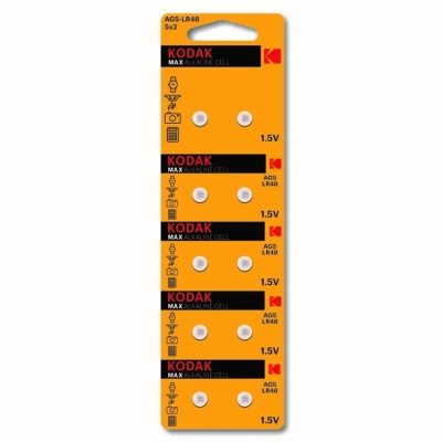 Батарейки Kodak AG5 (393) LR754, LR48 [KAG5-10] MAX Button Cell (100/1000/80000) (кр. 10шт)