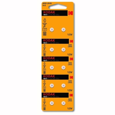 Батарейки Kodak AG9 (394) LR936, LR45 [KAG9-10] MAX Button Cell (100/1000/70000) (кр. 10шт)
