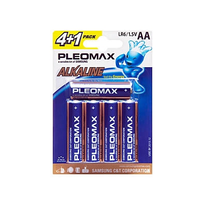 Батарейки Pleomax LR6-4+1BL Alkaline (50/500/18000) (кр. 5шт)