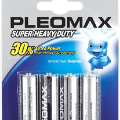 Батарейки Pleomax R6-4BL SUPER HEAVY DUTY Zinc (40/720/17280) (кр. 4шт)
