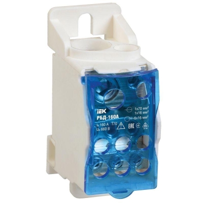 Блок распределительный на DIN-рейку РБД-160А RBD-160