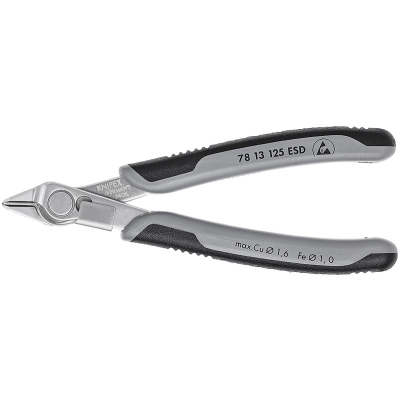 Бокорезы прецизионные ESD, зажим для проволоки, нерж., 125 мм, 2-комп антиста KN-7813125ESD