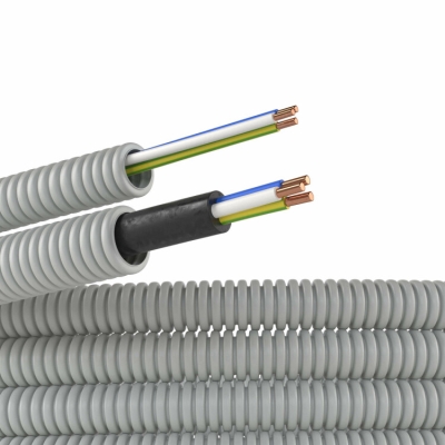 Электротруба ПВХ гибкая гофр. д.16мм, цвет серый, с проводом ПуВ 3х2,5мм РЭК "ГОСТ+", 50м 9V91650