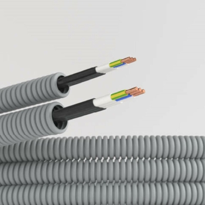 Электротруба ПВХ гибкая гофр. д.20мм, цвет серый, с кабелем ВВГ-Пнг(А)-LS3х2,5мм Конкорд, 100м 9S920100KF