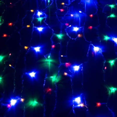 Гирлянда светодиодная "Бахрома" 2х0.7м 100LED схема нитей 4/8/6/7 мультиколор IP20 возможность соединения до 3шт 220В КОСМОС KOC_CUR-V22