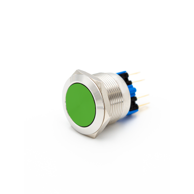 GQ22-L-11E/G/S, зелёный, металл, 1НО+1НЗ, цилиндр, d22мм, IP65 (ЭТ)