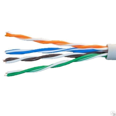 Кабель витая пара U/UTP кат.5E 4х2х24AWG solid CCA PVC сер. (м) 01-0302