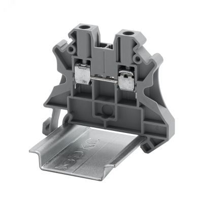 Клемма проходная, винтовой зажим, 2 точки подключения, 4 кв.мм, серая TUR-4R