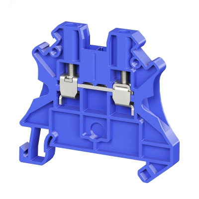 Клемма проходная, винтовой зажим, 2 точки подключения, 4 кв.мм, синяя TUR-4R-BU