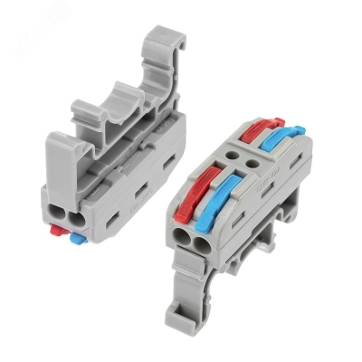 Клемма СМК 222-422D проходная 2-полюсная, с креплением на DIN-рейку (0,08-4 мм2) серая 07-5239