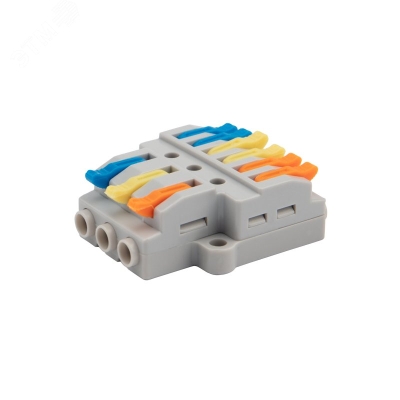 Клемма СМК 3х2 проходная разветвительная 3 полюса, с монтажной площадкой (1 ввод, 2 вывода на полюс) 07-5233