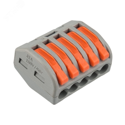 Клемма строительно-монтажная СМК 222-415 5-проводная 0.08-2.5/4кв.мм серая 07-5255-4