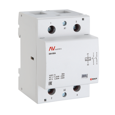 Контактор модульный КМ 80А 2NО 230VAC (3 мод.) AVERES EKF