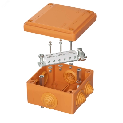 Коробка ответвительная FS 100х100х50мм 6р 450В 6А 4кв.мм с каб. вводами и клеммн. IP56 пластик. FSB11604