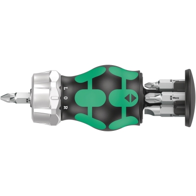 Kraftform Kompakt Stubby Magazin RA 3 Короткая отвёртка-битодержатель с трещоткой, с битами, 6 пр., 1/4" C 6.3: PH 1/2/3, SL 4.5/5.5/6.5