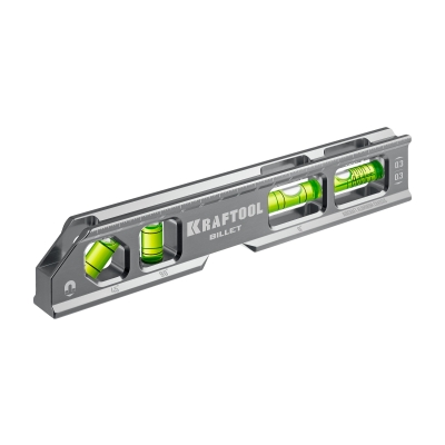 KRAFTOOL BILLET, 8 в 1, 200 мм, точность 0.3 мм/м, 4 глазка, брусковый магнитный уровень (34790)