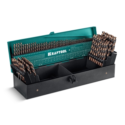 KRAFTOOL Cobalt, 118 шт, (1-13 мм), сталь М42, HSS-Co(8%), набор сверл по металлу (29656-H118)