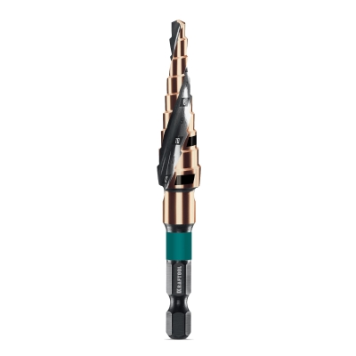 KRAFTOOL COBALT 4-12мм, 9 ступеней, азотирование, винтовая спираль, сверло ступенчатое(29691-4-12-9)