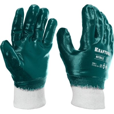 KRAFTOOL HYKRAFT Heavy Duty - особопрочные, L (9), с манжетой, нитриловое покрытие, высокая защита от нефтепродуктов, перчатки (11289-L)