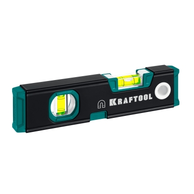 KRAFTOOL KOMPAKT-200, 200 мм, усиленный профиль, с зеркальным глазком, компактный магнитный уровень (34782)