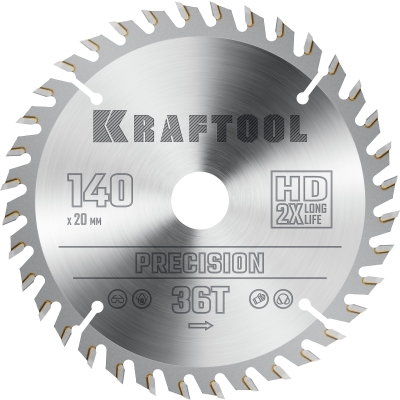 KRAFTOOL Precision, 140 х 20 мм, 36Т, пильный диск по дереву (36952-140-20)