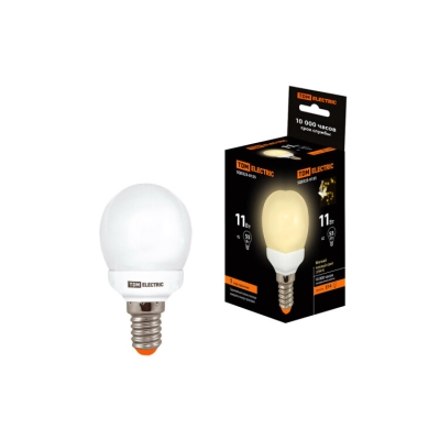 Лампа энергосберегающая КЛЛ-G45-11 Вт-2700 К–Е14 TDM (кр.10шт)