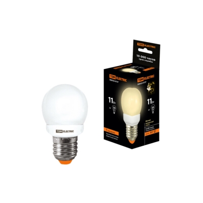 Лампа энергосберегающая КЛЛ-G45-11 Вт-2700 К–Е27 TDM (кр.10шт)