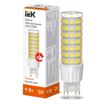 Лампа LED CORN капсула 9Вт 230В 3000К керамика G9 LLE-CORN-9-230-30-G9
