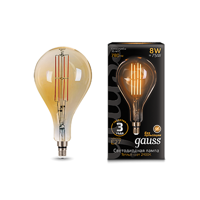 Лампа LED Vintage Filament A160 8W E27 160*300mm Golden 780lm 2400K 1/6 149802008