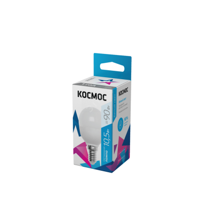 Лампа светодиодная 10.5Вт шар 4500К бел. E14 220В КОСМОС LkeLED10.5wGL45E1445