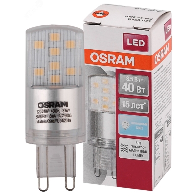 Лампа светодиодная LED Star PIN40 3.5W/840 3.5Вт прозрачная 4000К нейтр. бел. G9 400лм 220-240В пластик. (замена 40Вт) OSRAM 4058075315853