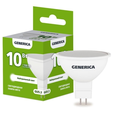 Лампа светодиодная MR16 10Вт софит 4000К GU5.3 230В LL-MR16-10-230-40-GU5-G