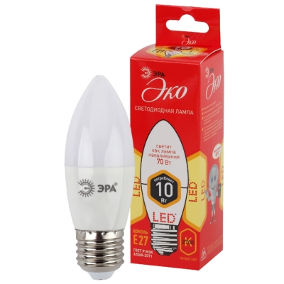 Лампочка светодиодная RED LINE ECO LED B35-10W-827-E27 E27 / Е27 10Вт свеча теплый белый свет Б0032962