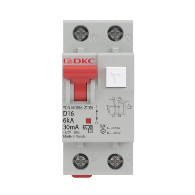MDR63-22C6-A Выключатель автоматический дифференциального тока 2п (1P+N) C 6А 30мА тип A 6кА MDR63 Y