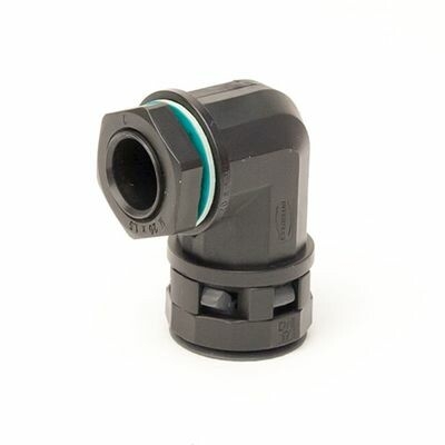 Монтажный комплект муфта 90 грд. труба-коробка DN 23 мм, М25х1,5, полиамид, цвет черный PACN23M25N
