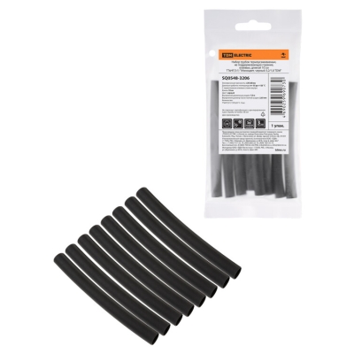Набор трубок термоусаживаемых, клеевых "Моноцвет, черный 7,9/2,65 TDM" SQ0548-3206