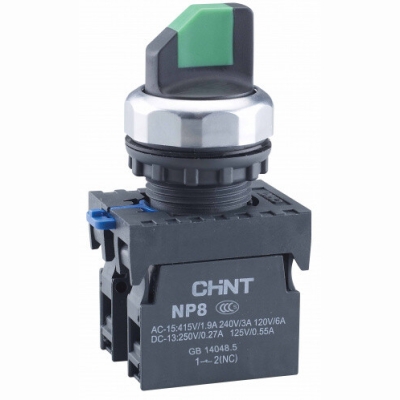 Переключатель без подсветки NP8-20X/332 3 полож. с возвратом черн. 2НО IP65 578767
