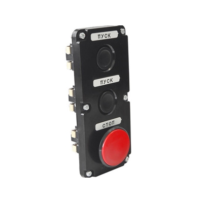 ПКЕ 122-3 У2, 10А, 660В, 3 элемента, чёрный цилиндр и красный гриб, в нишу, IP54 (ЭТ)