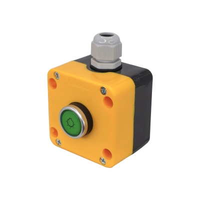 ПКУ22-1W1B-65У1, 1 зелёный цилиндр с подсветкой 24В AC/DC (НО), IP65 (ЭТ)