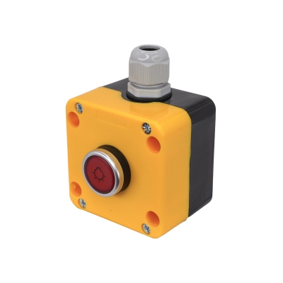 ПКУ22-1W2M-65У1, 1 красный цилиндр с подсветкой 220В AC (НЗ), IP65 (ЭТ)