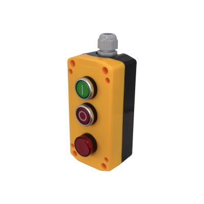 ПКУ22-33V2M-65У1,1 зелёный цилиндр "I" (НО),1 красный цилиндр "O" (НЗ),лампа красная 220В AC, IP65