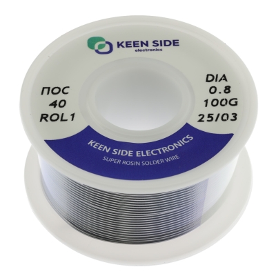 Припой Sn40/Pb60-d0.8-100g flux ROL1 ПОС 40