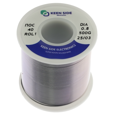 Припой Sn40/Pb60-d0.8-500g flux ROL1 ПОС 40