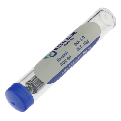 Припой Sn40/Pb60-d1.0-10g tube flux ROL1 ПОС 40