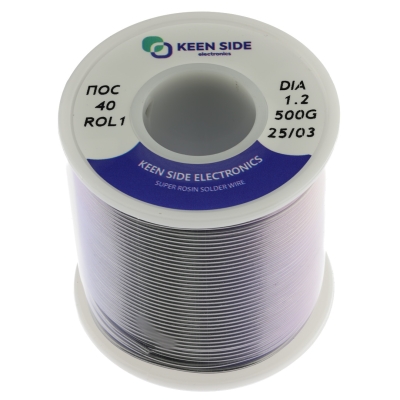 Припой Sn40/Pb60-d1.2-500g flux ROL1 ПОС 40