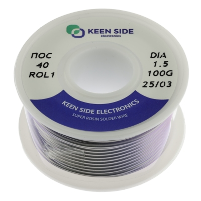 Припой Sn40/Pb60-d1.5-100g flux ROL1 ПОС 40