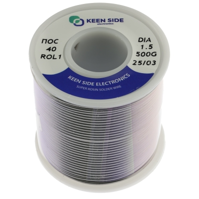 Припой Sn40/Pb60-d1.5-500g flux ROL1 ПОС 40