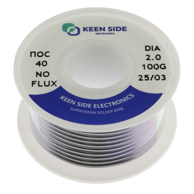 Припой Sn40/Pb60-d2.0-100g ПОС 40